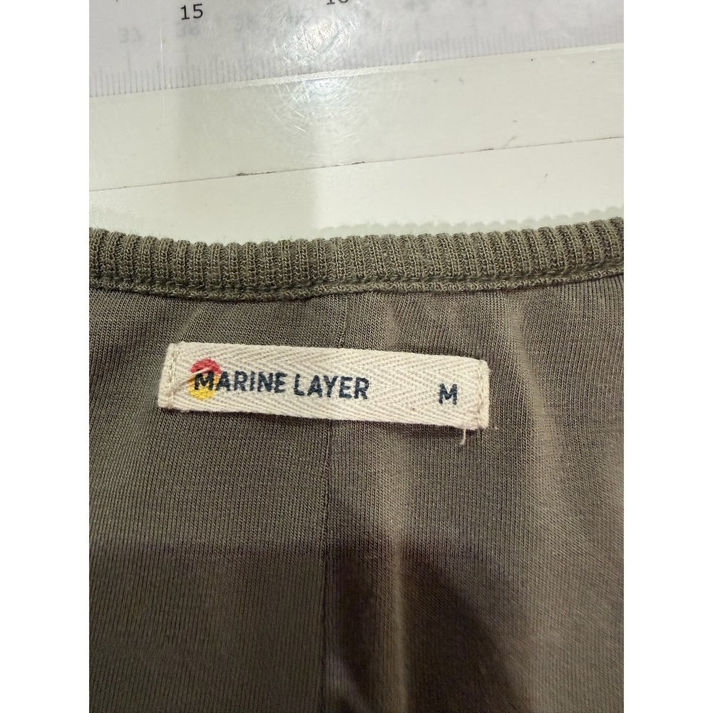 Marine Layer Lexi Rib Midi Dress Olive Green Scoop Neck Short Sleeve Size M - Picture 3 of 7